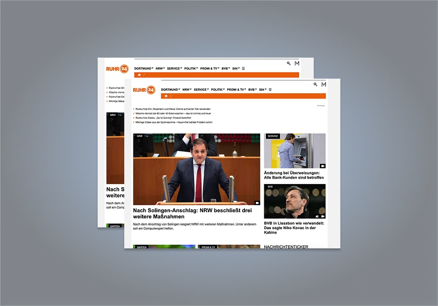 Ruhr24 regional news platform UX/UI design case study by Jacobo Villegas, Dortmund
